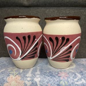 Authentic Mexican ceramic tumblers/cups set of 2 - cantaritos de barro engobados